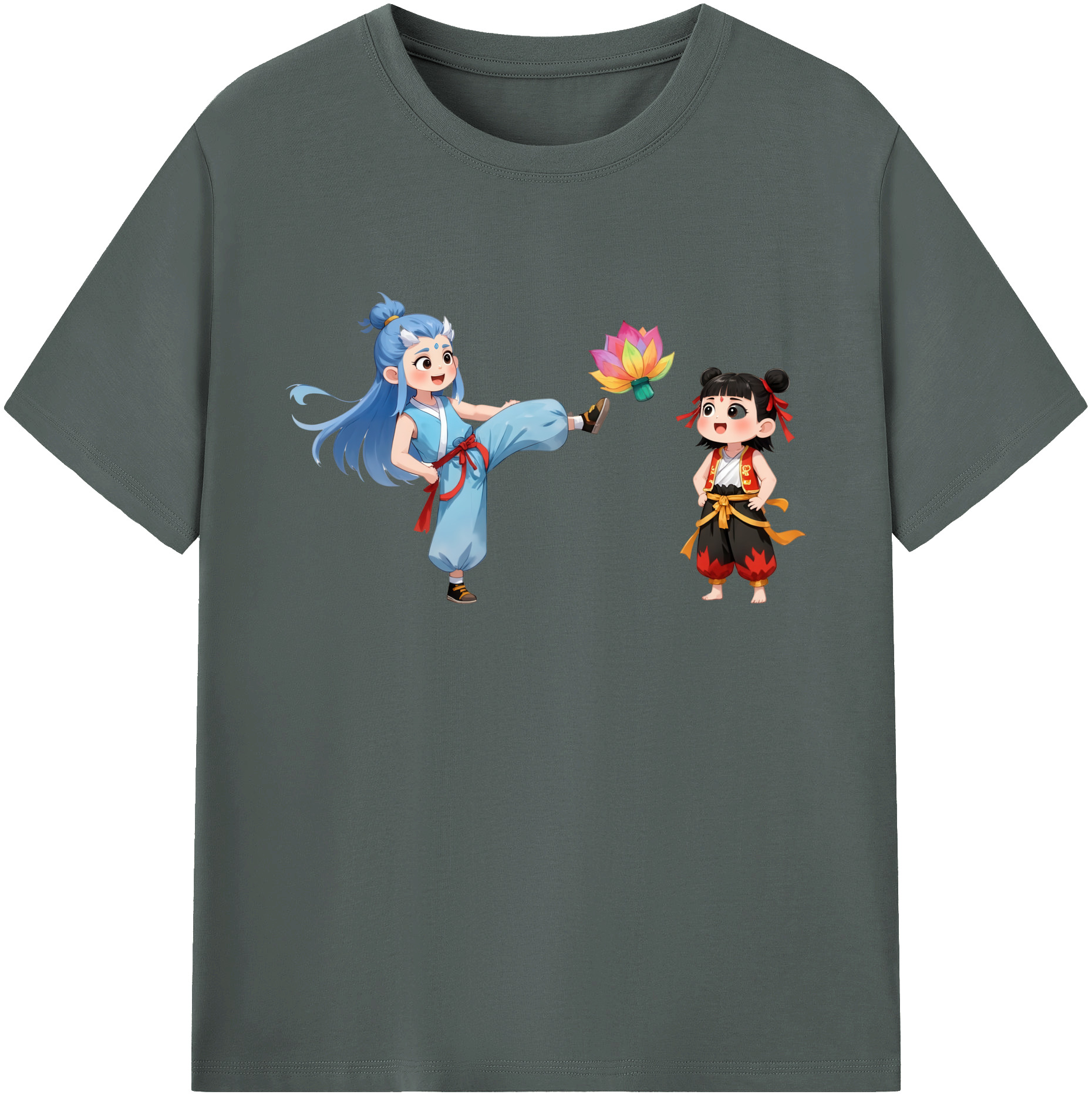 （画像用） Ne Zha 2 ナタ 魔童の大暴れ 綿100％ メンズ半袖Tシャツ｜肌触りやわらか＆通気性